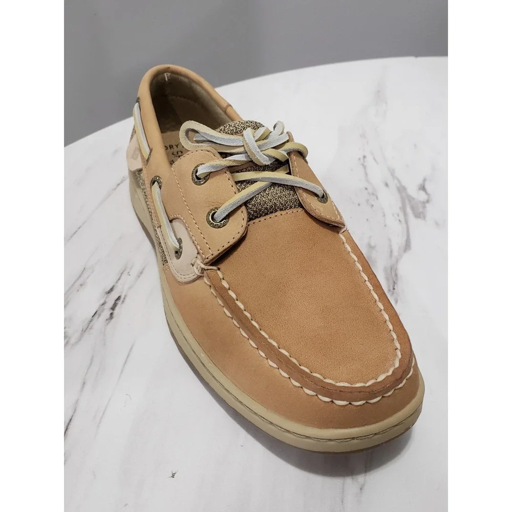 NEW NO BOX SLIP ON 9276619 Womens size 7.5 Sperry BLUEFISH 2-EYE BROWN LINEN